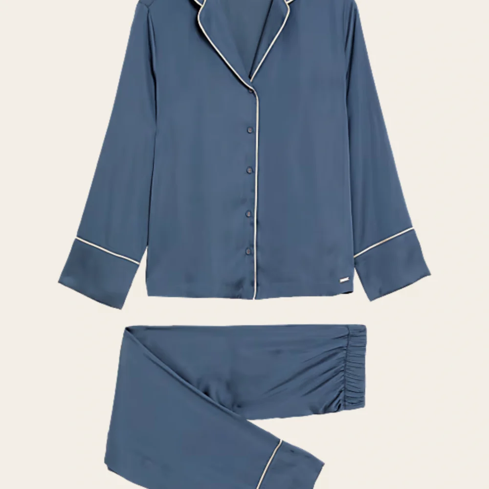 Satin Button-Down Night Suit