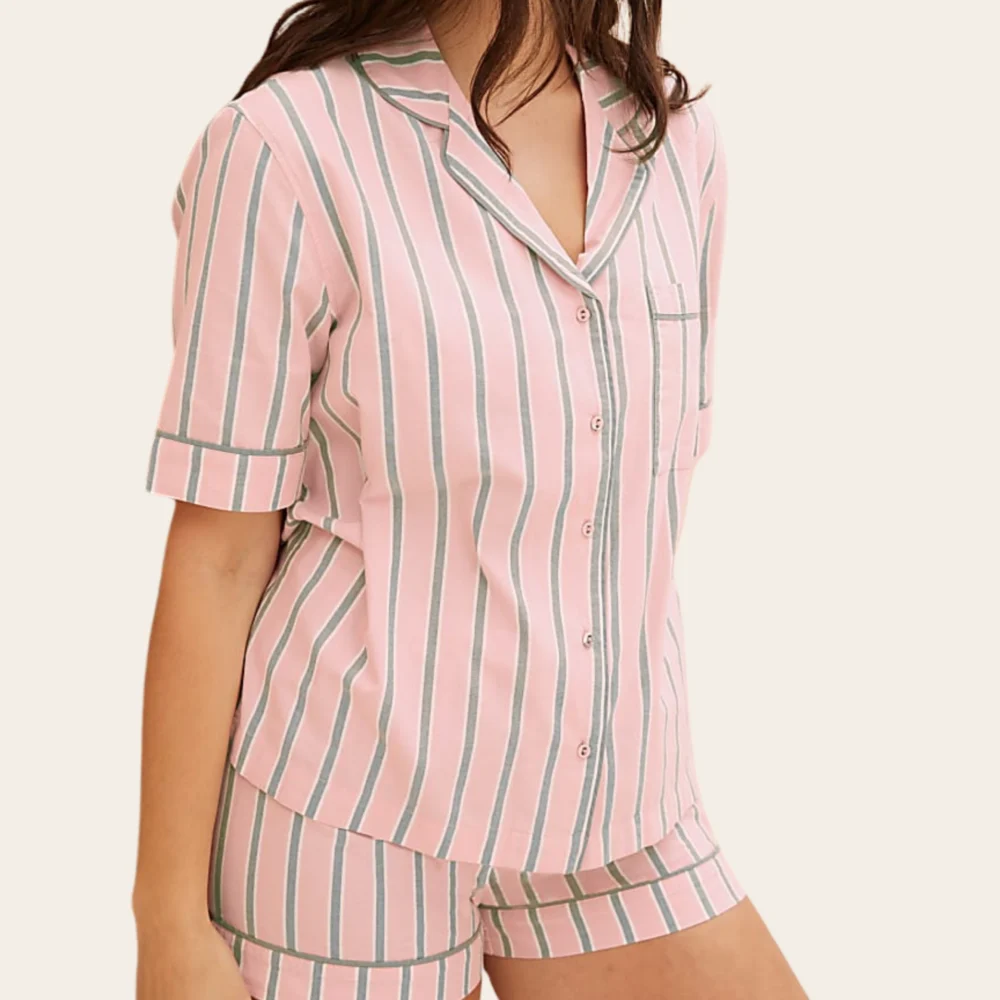 Blush Stripe Cotton Short Set