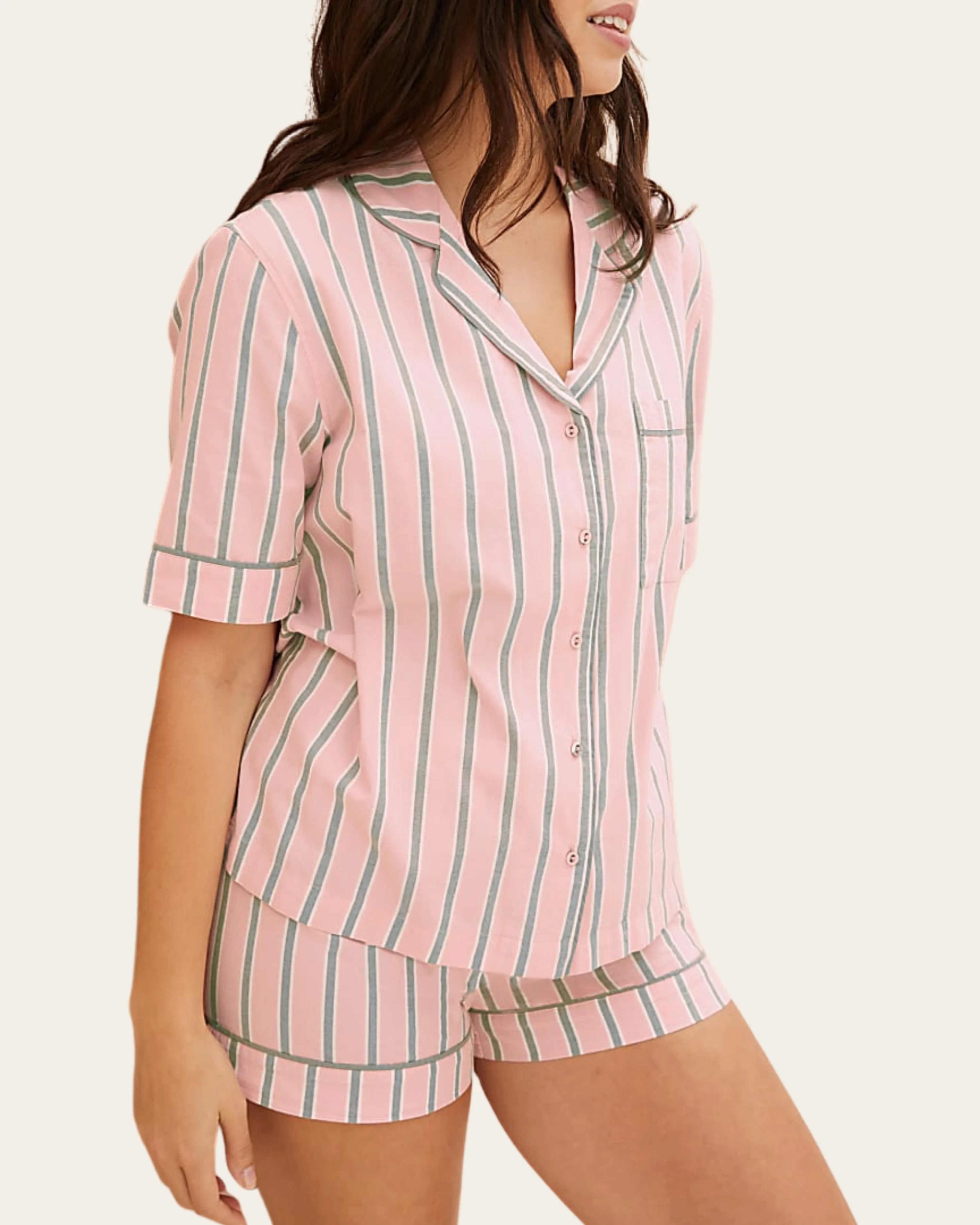Blush Stripe Cotton Short Set