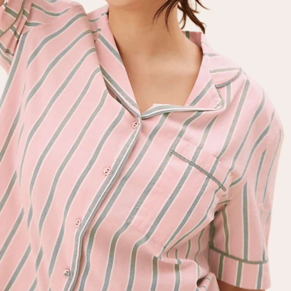 Blush Stripe Cotton Short Set