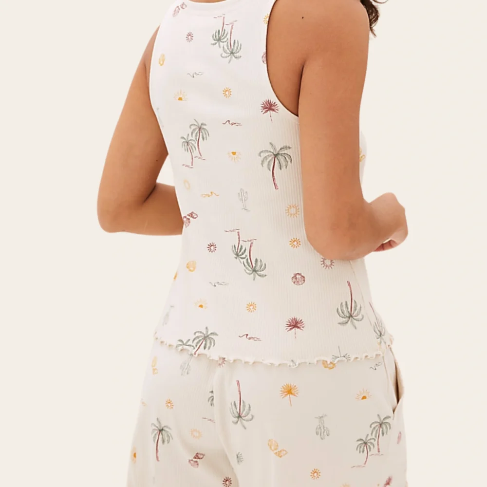 Ivory Palm Cotton-Rich Short Set