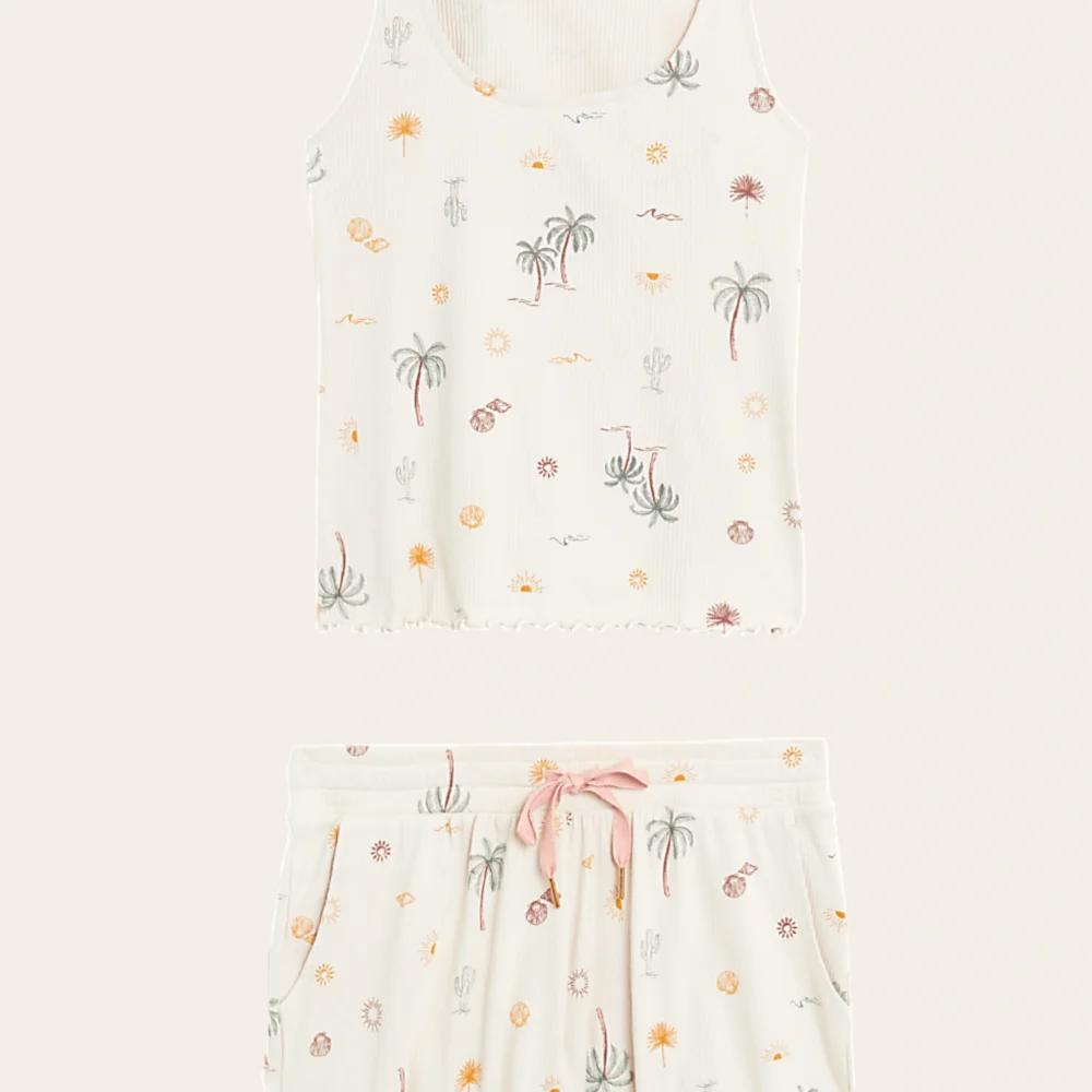 Ivory Palm Cotton-Rich Short Set