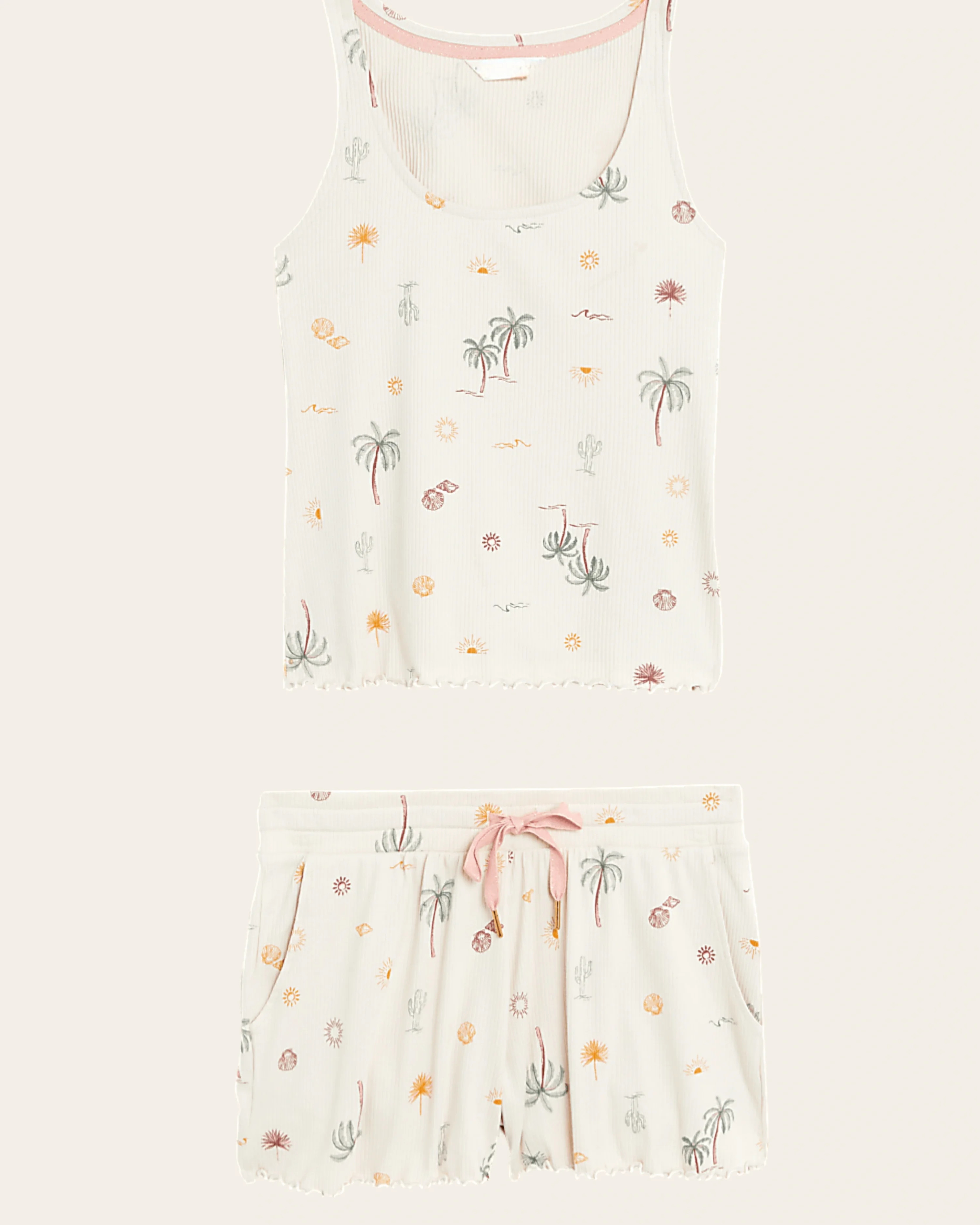 Ivory Palm Cotton-Rich Short Set