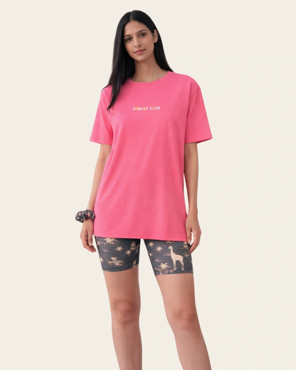 Coral Sunday Club Cotton-Rich Set