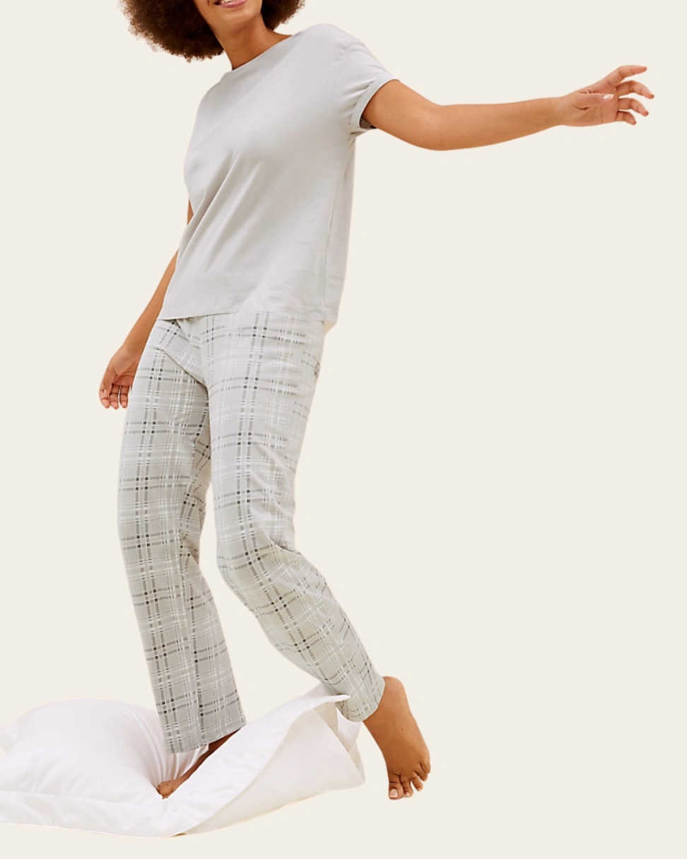 30a Soft Grey Check Cotton Set