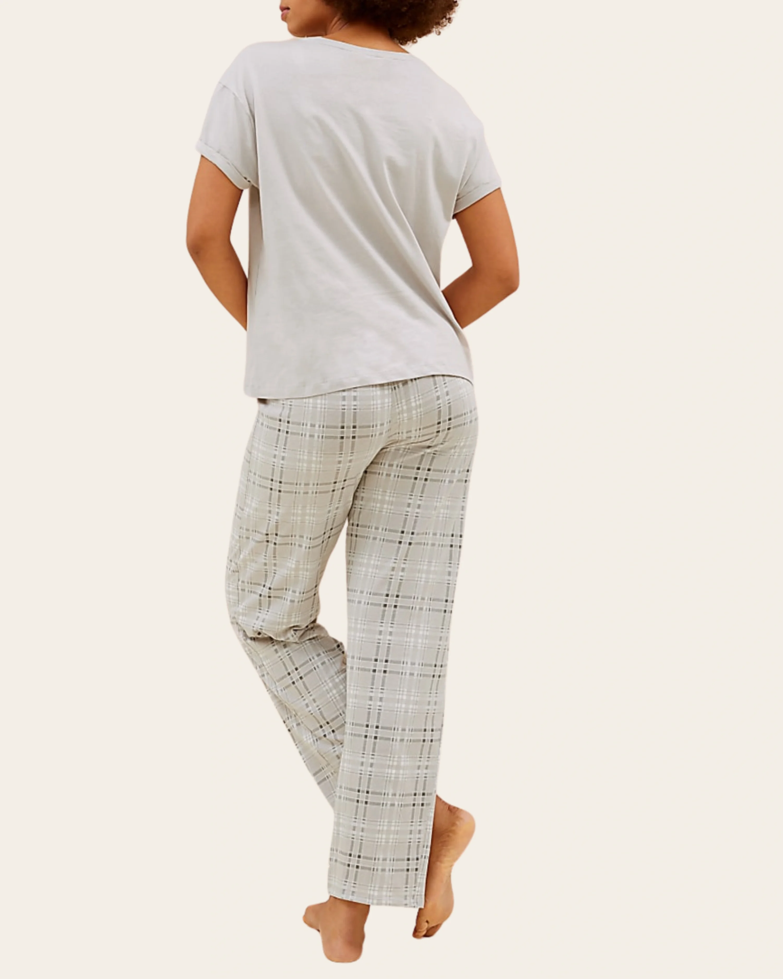 30b Soft Grey Check Cotton Set