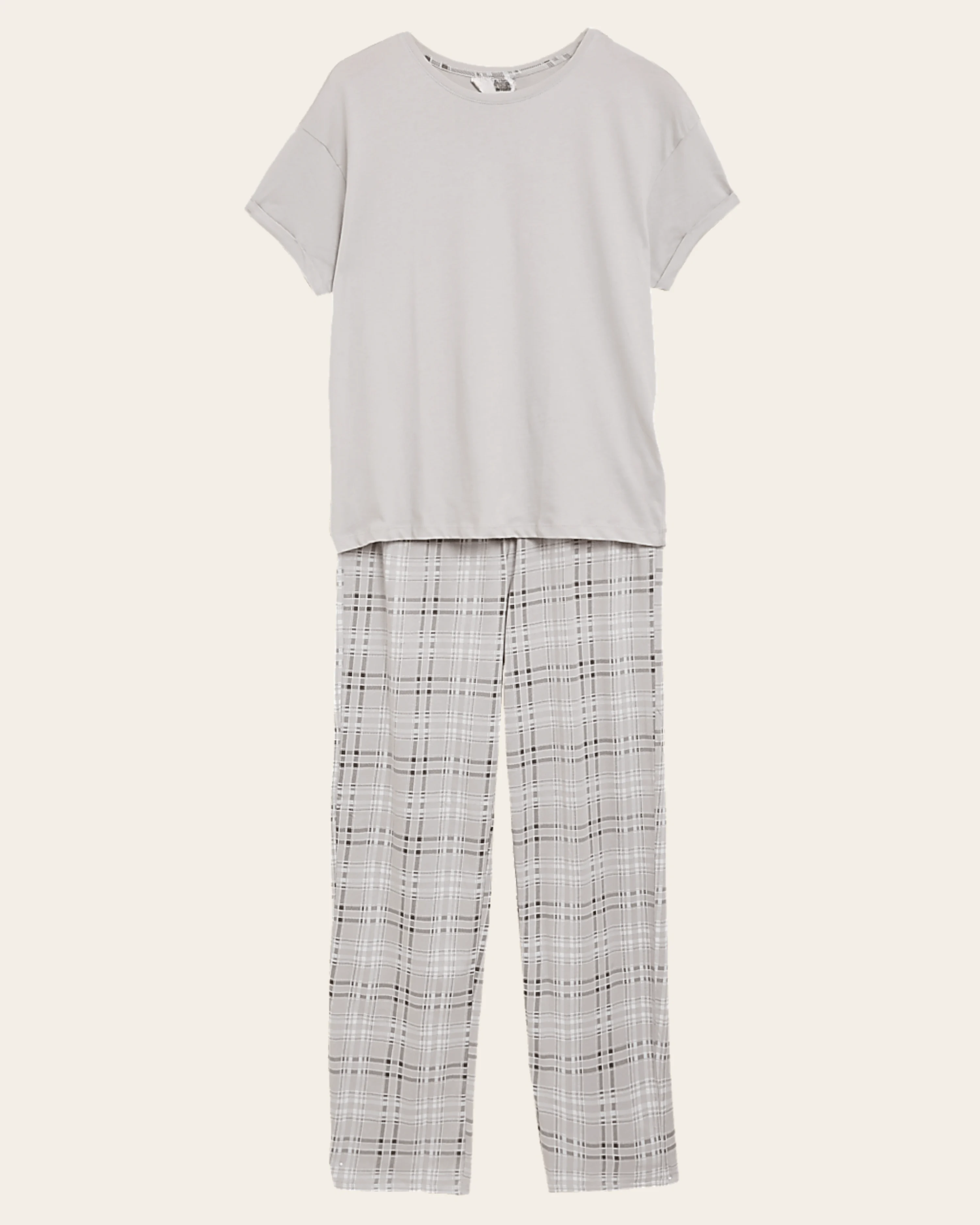 30c Soft Grey Check Cotton Set