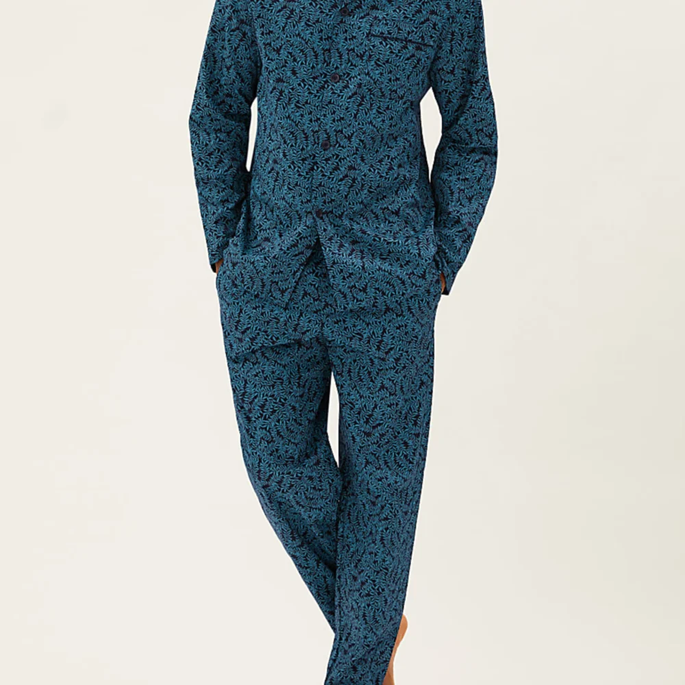 Teal Leaf Buttoned Set