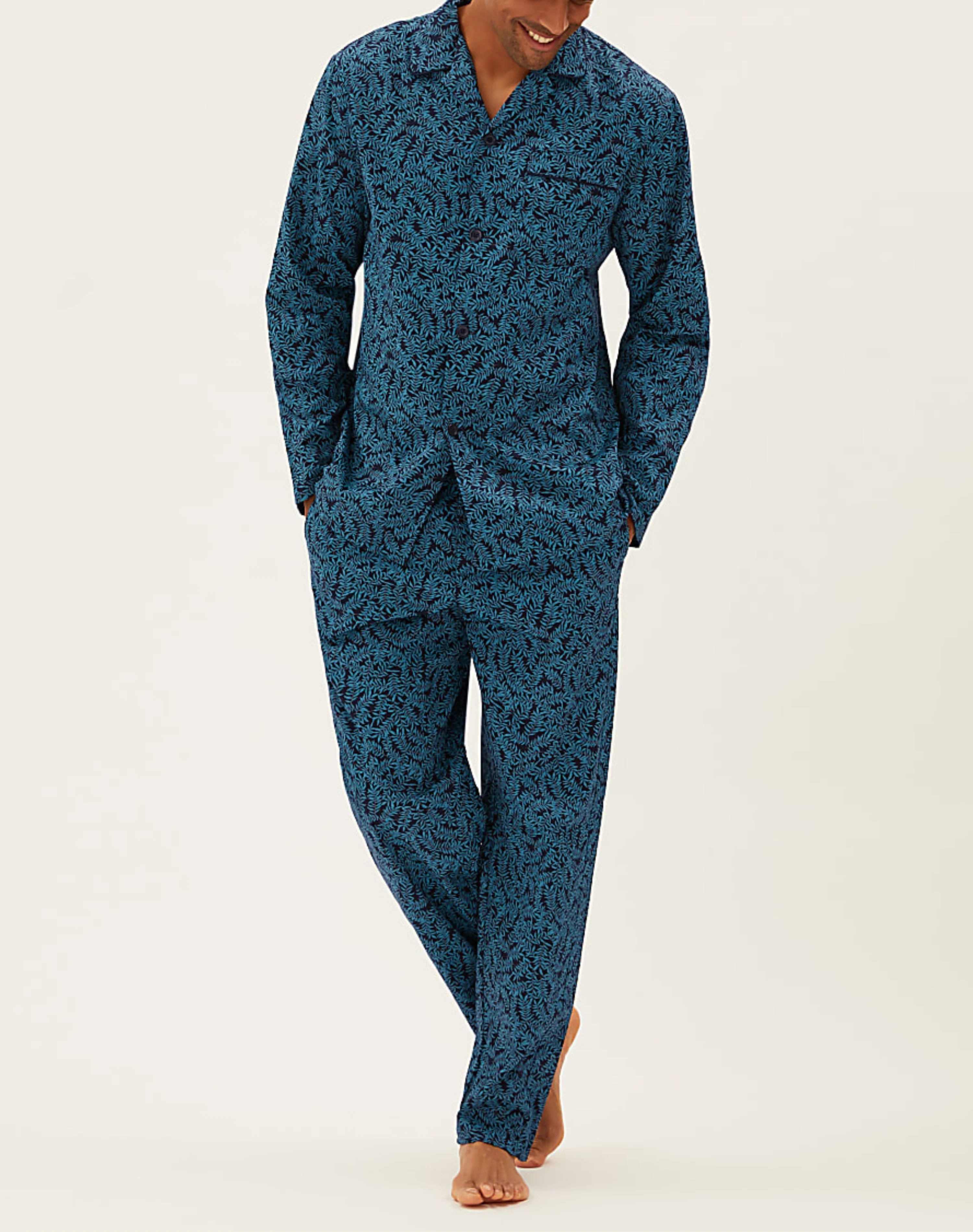 Teal Leaf Buttoned Set