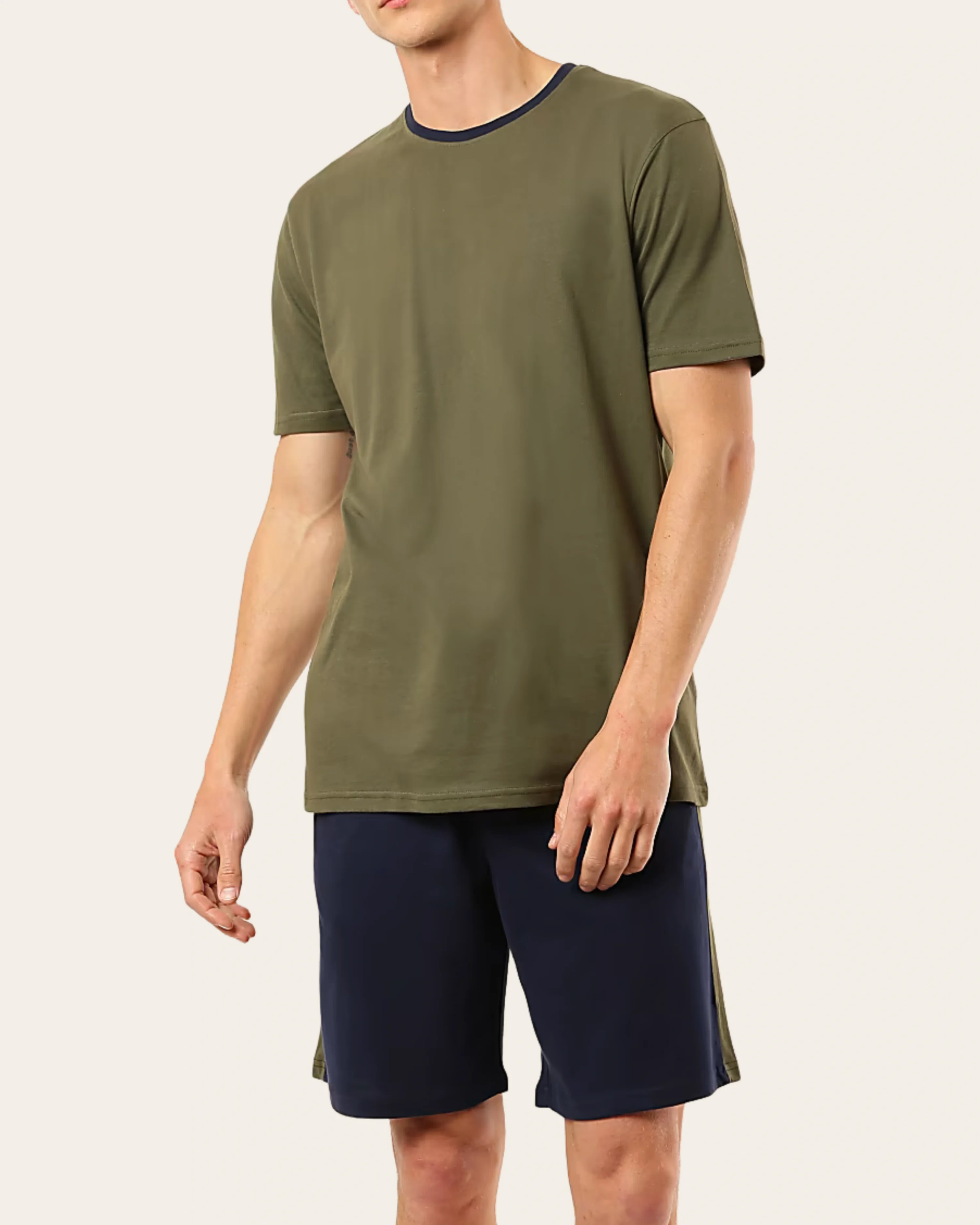 Olive Navy Contrast Short Set