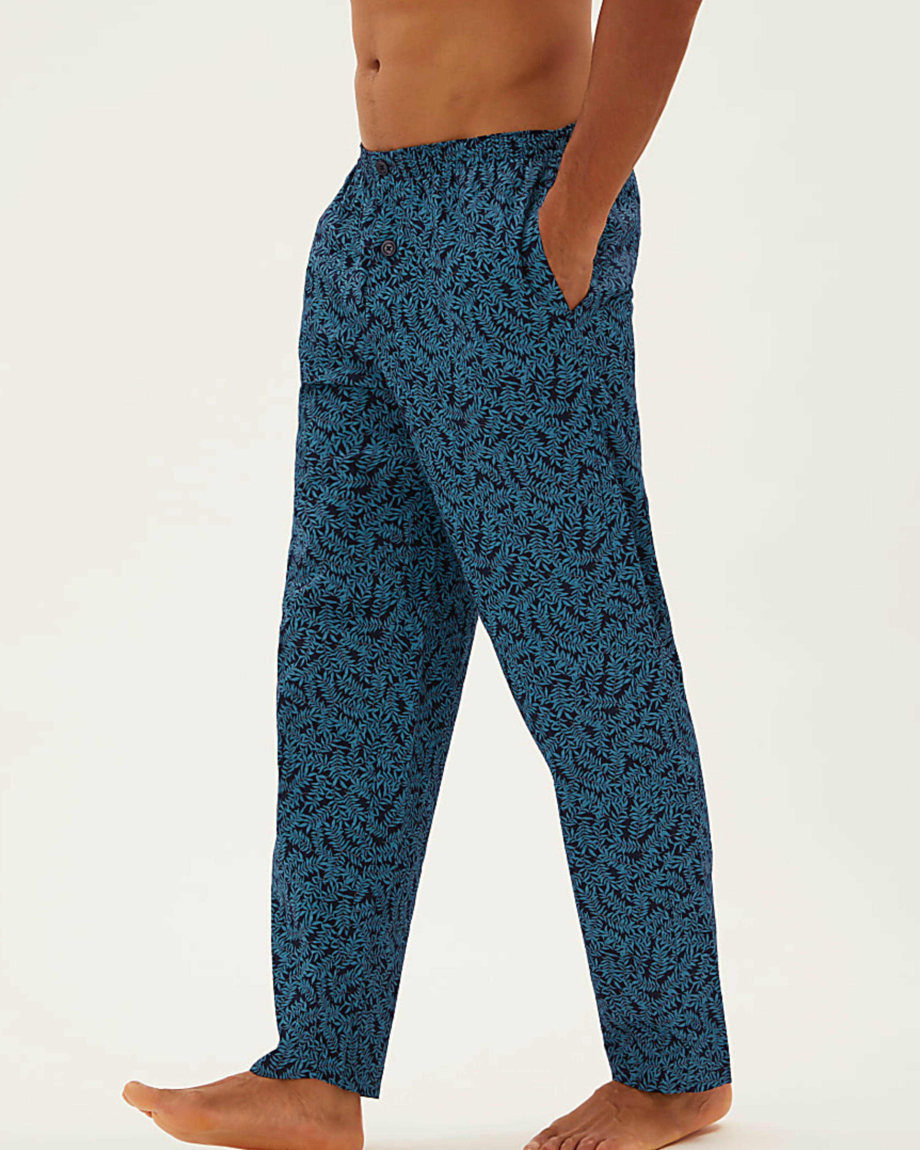 Teal Leaf Buttoned Set