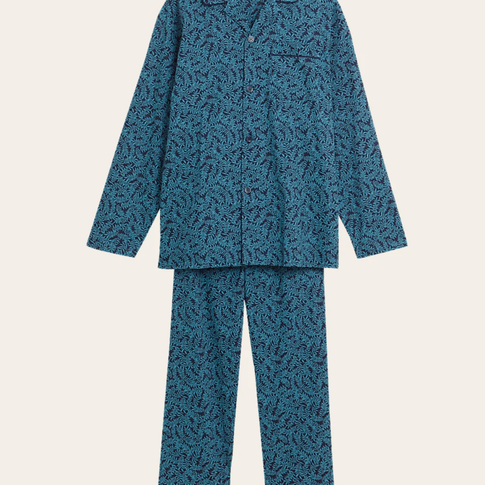 Teal Leaf Buttoned Set