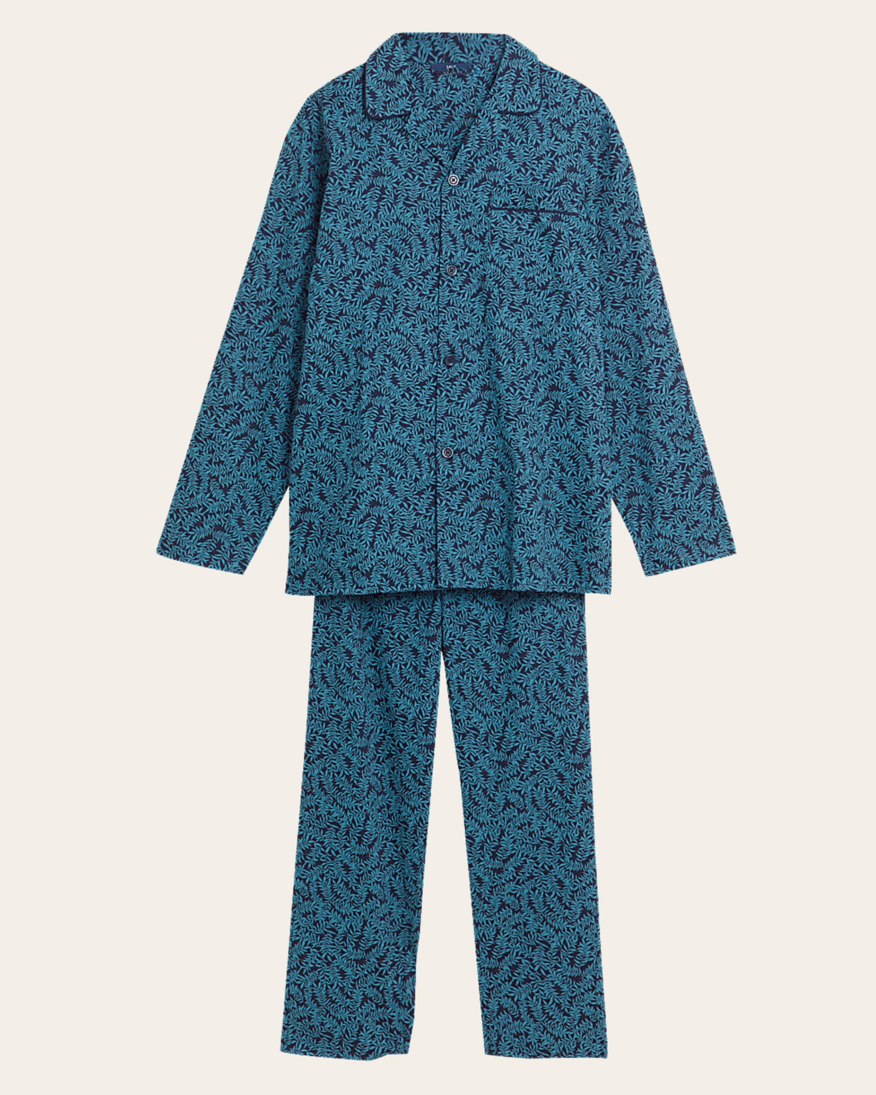 Teal Leaf Buttoned Set