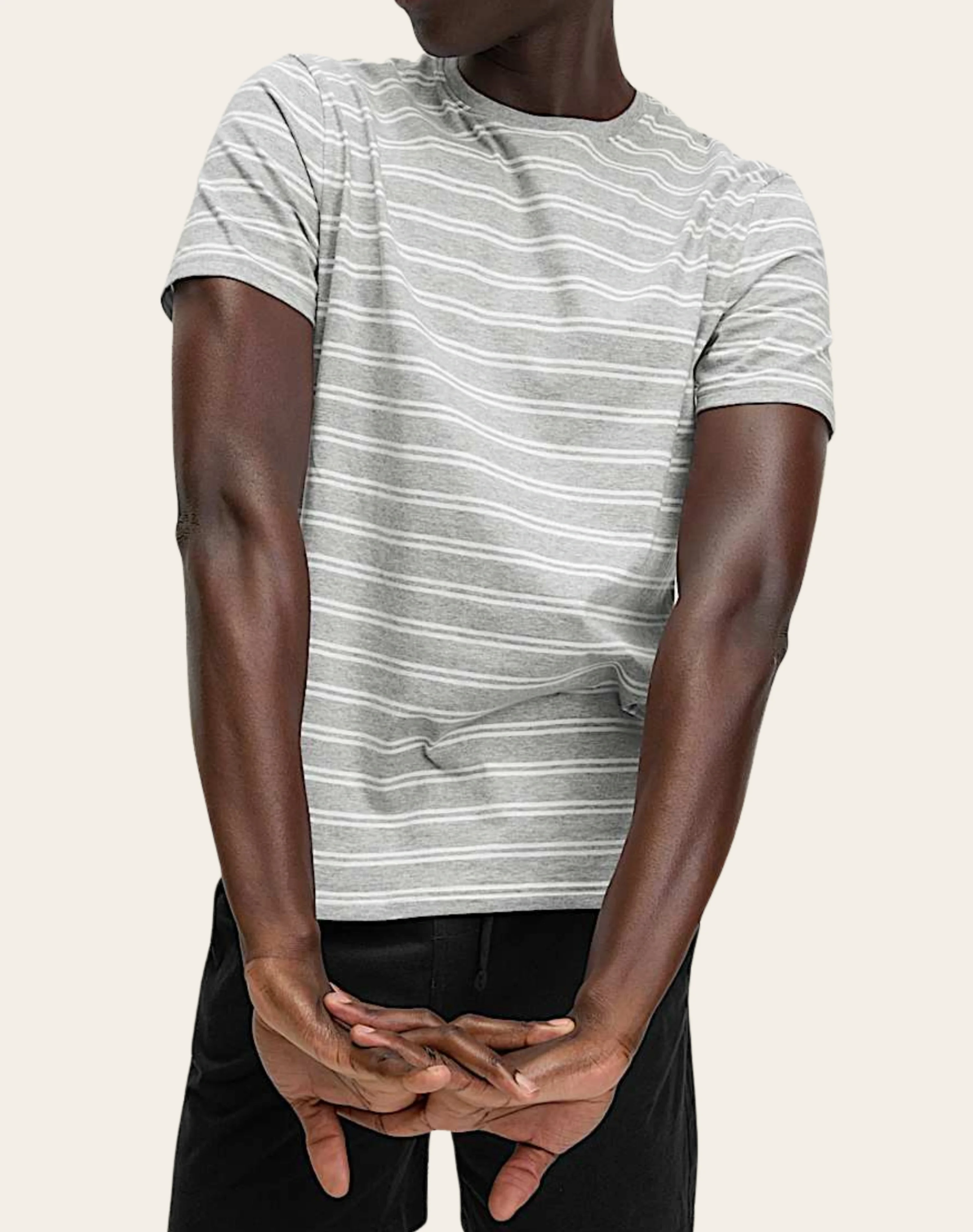 Classic Grey Stripe Short Set