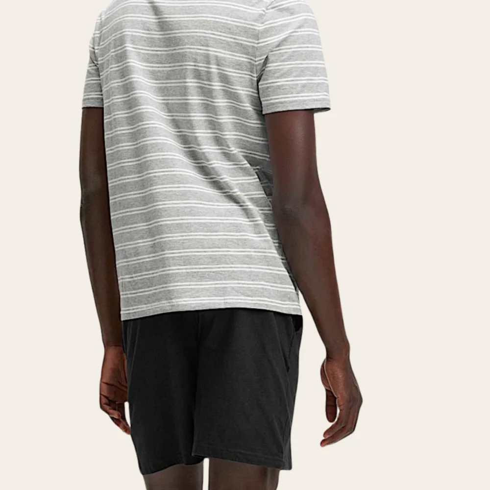 Classic Grey Stripe Short Set