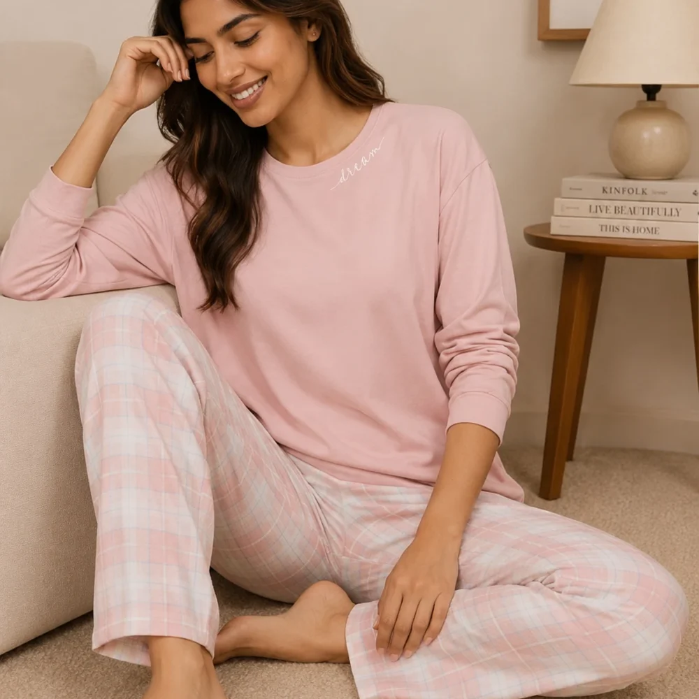Dreamy Blush Checks Cozy Set