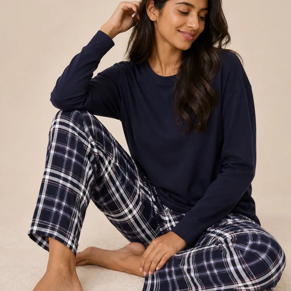 Blue Tartan Sleep Set