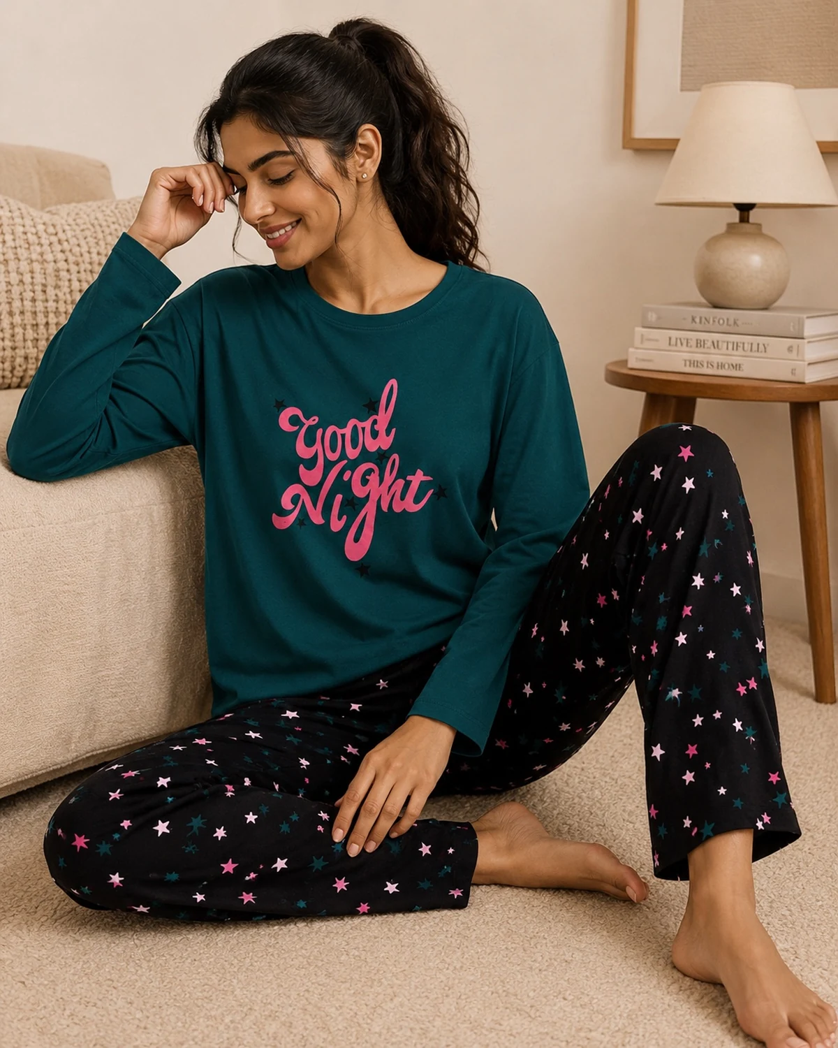 Good Night Starry Print Night Suit