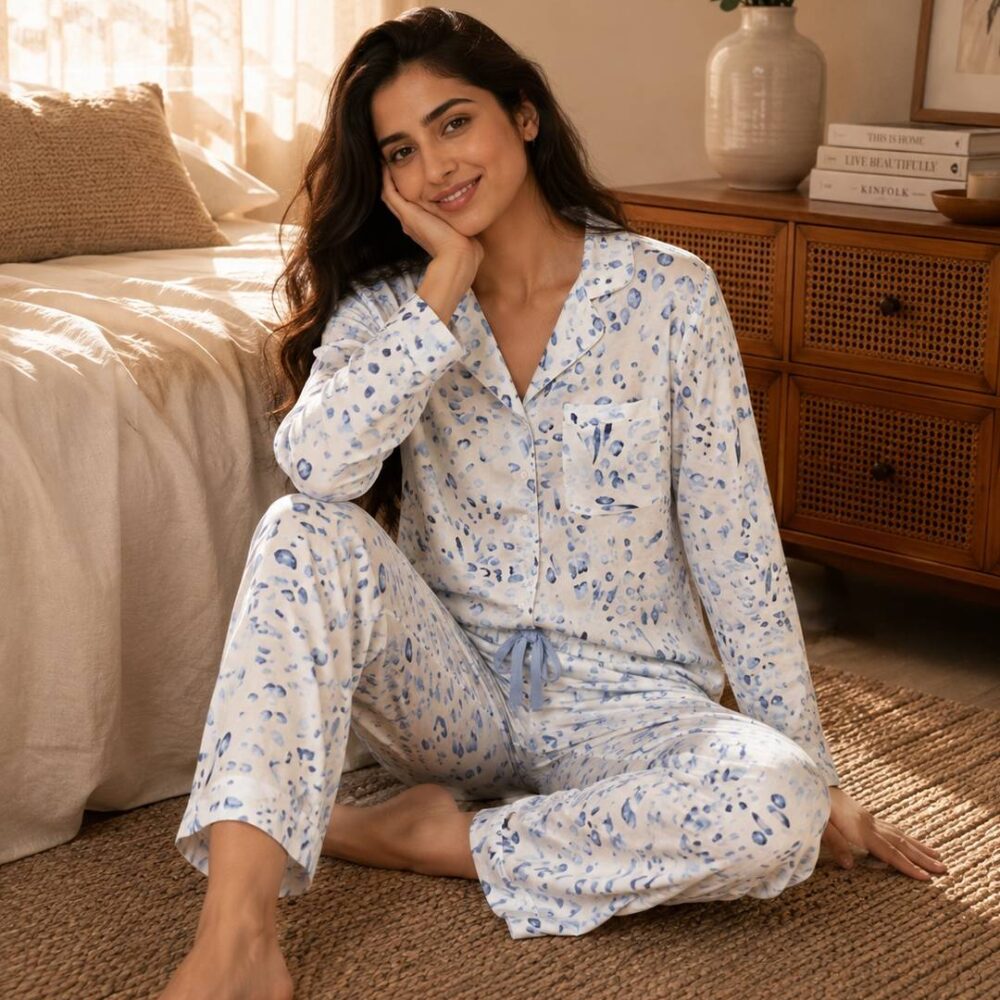 Blue Leopard Lounge Set