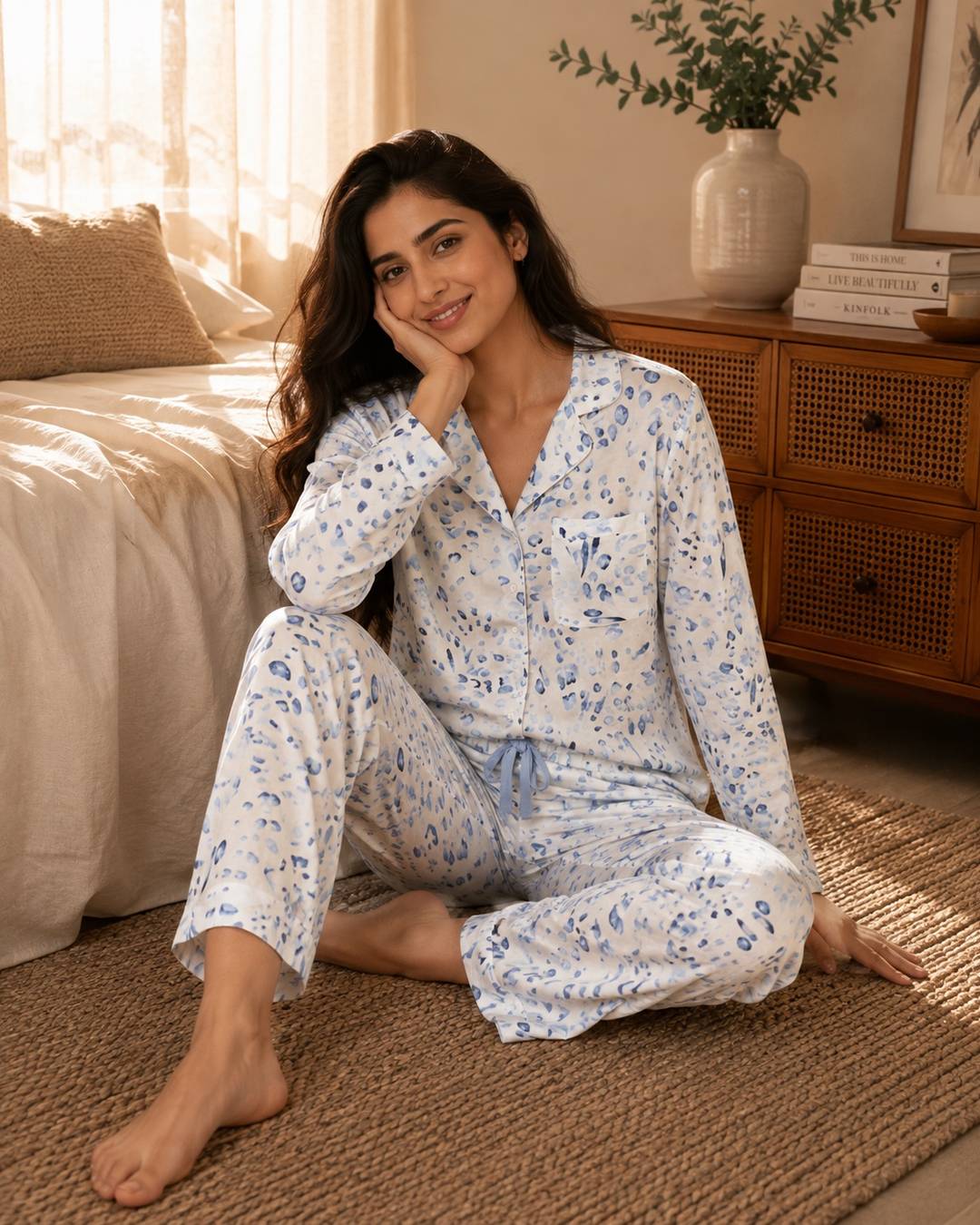 Blue Leopard Lounge Set