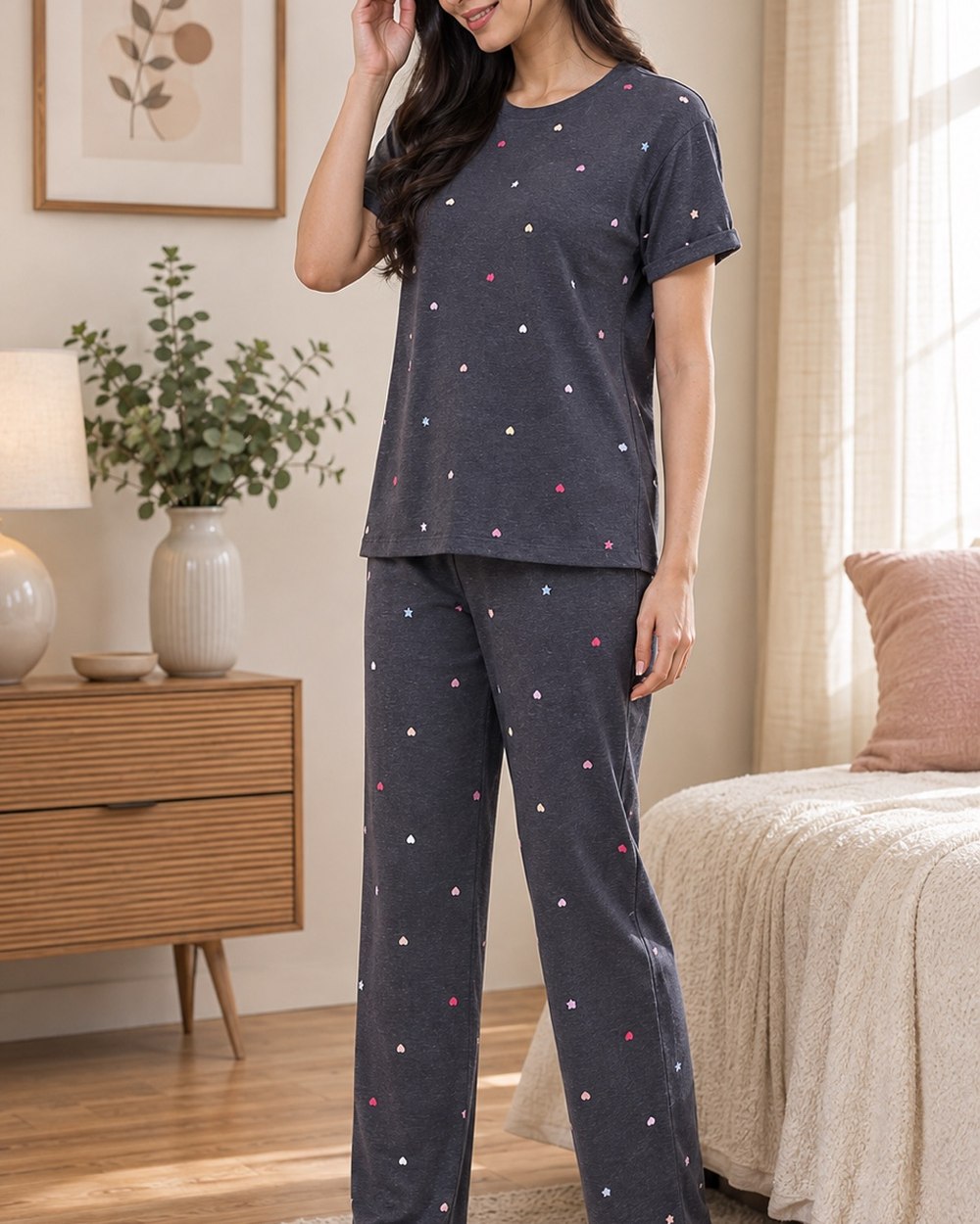 Charcoal Star Print Lounge Set