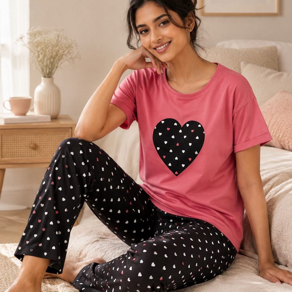 Heart Print Pyjama Set