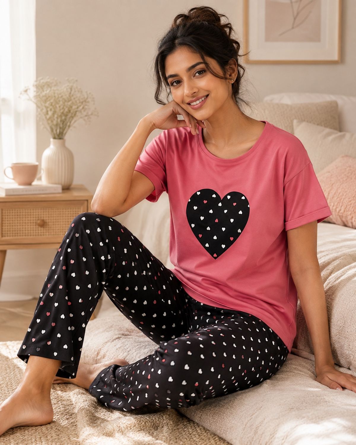 Heart Print Pyjama Set