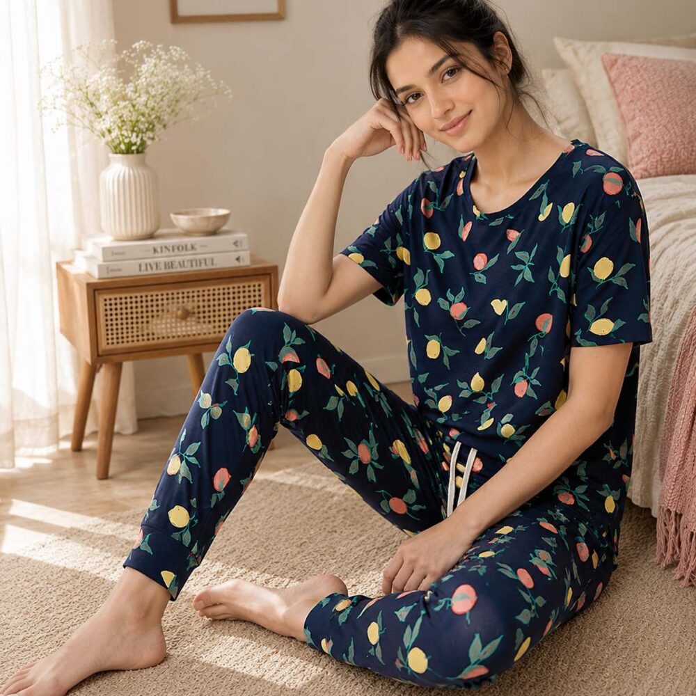 Navy Nights Pure Cotton Pyjama Set