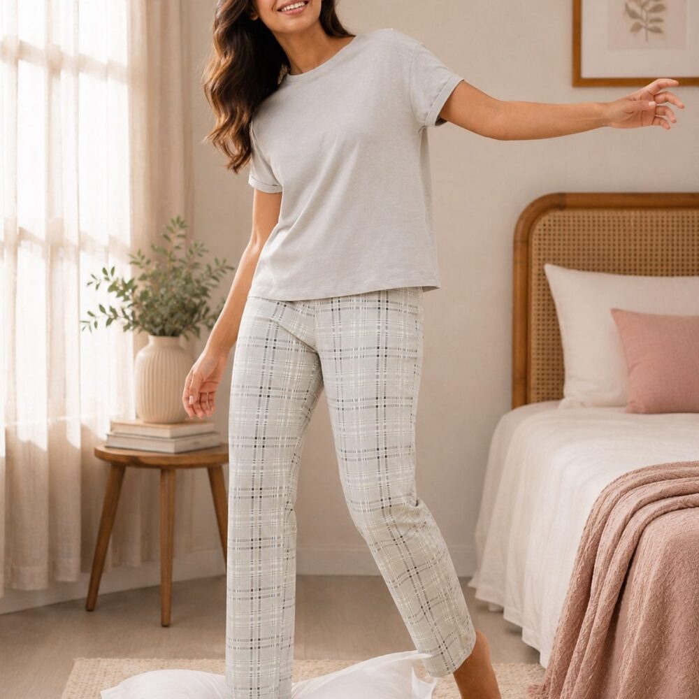 IMG_6337 Soft Grey Check Cotton Set
