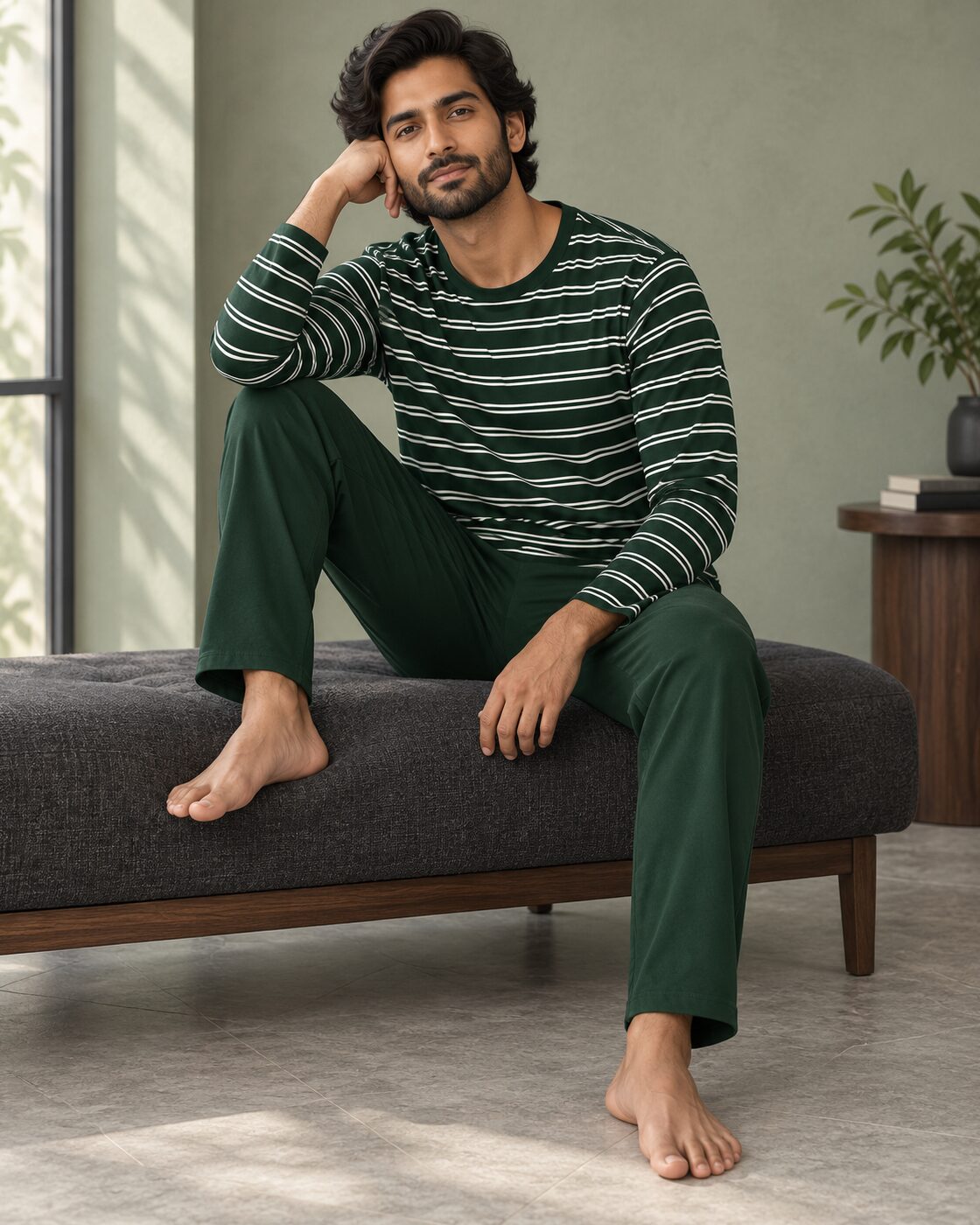 Evergreen Stripe Lounge Set