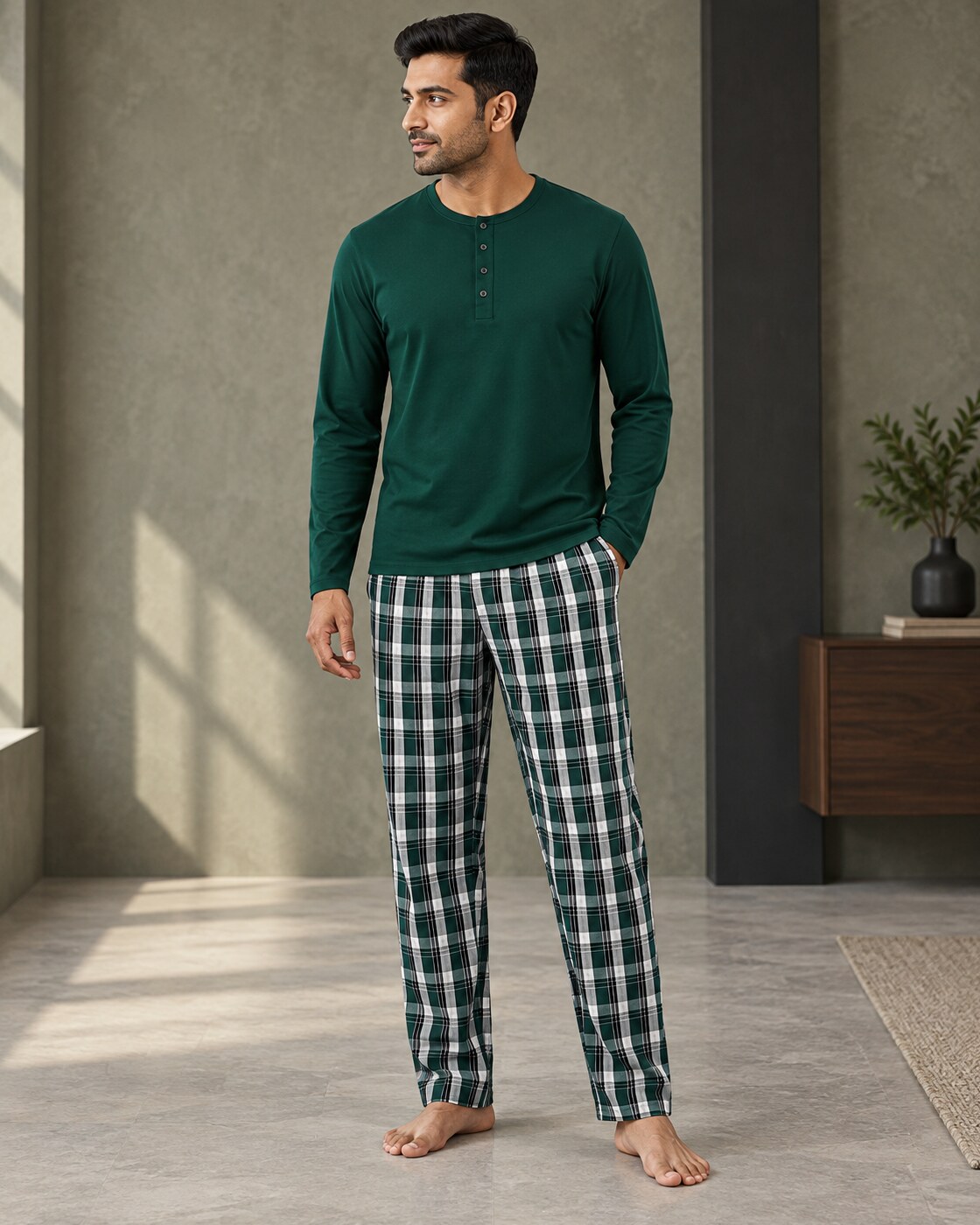 Forest Check Henley Set