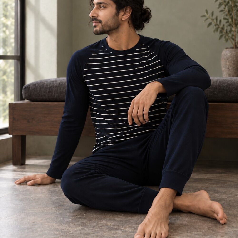 Navy Horizon Stripe Set