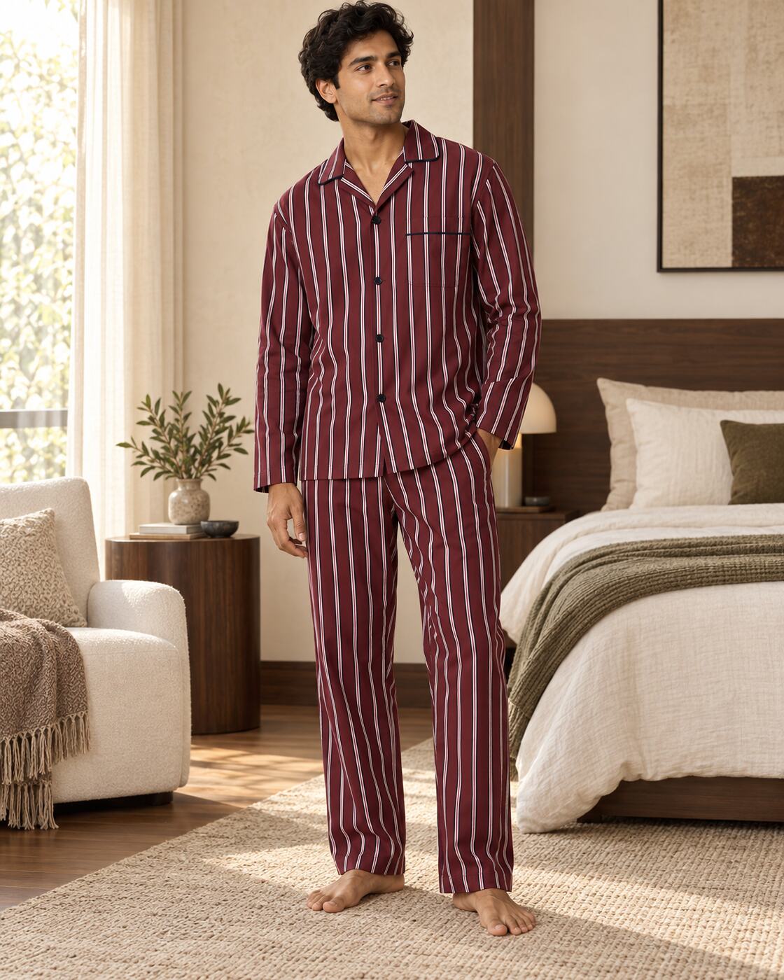 Crimson Column Buttoned Set