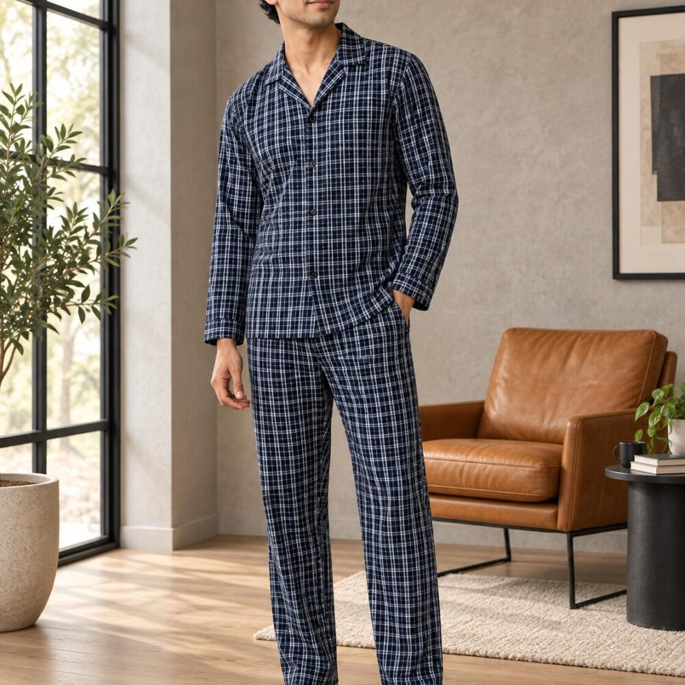 Inkline Grid Buttoned Set