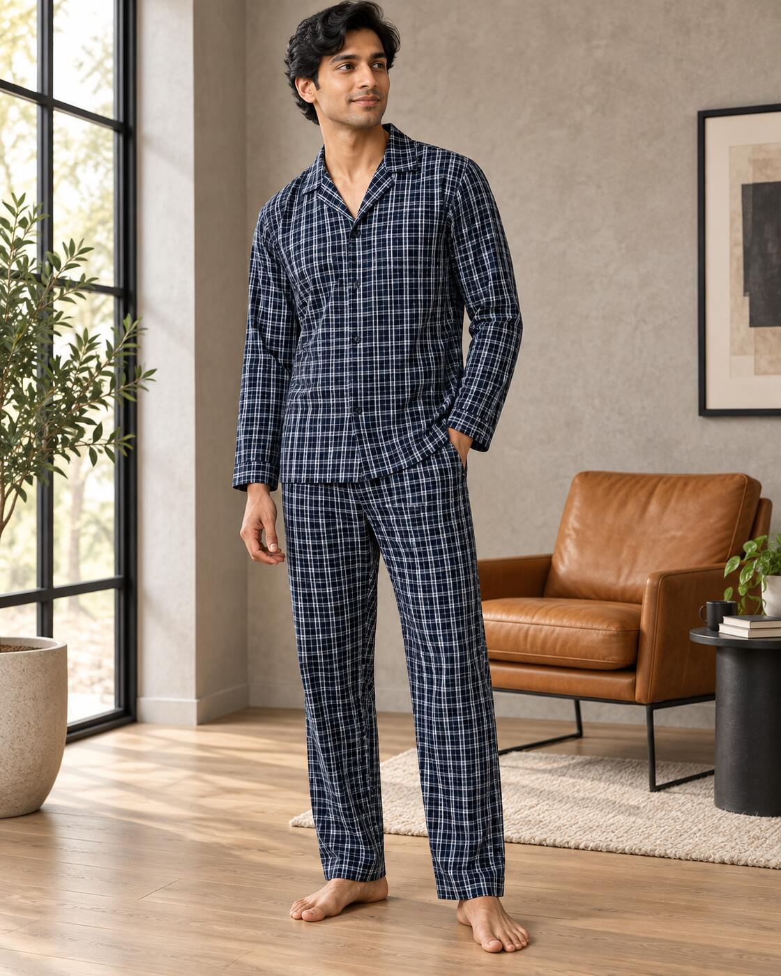 Inkline Grid Buttoned Set