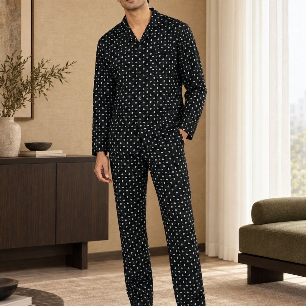 Midnight Bloom Buttoned Set