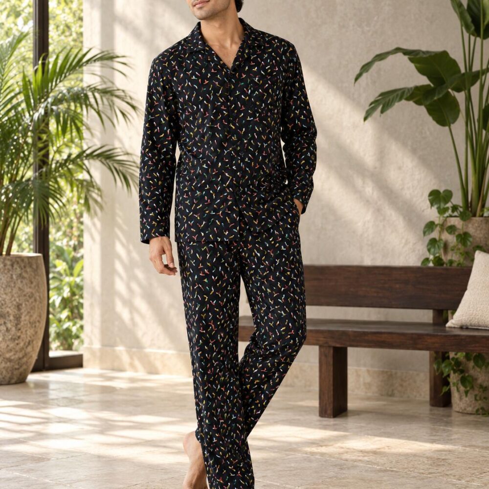 Midnight Confetti Buttoned Set