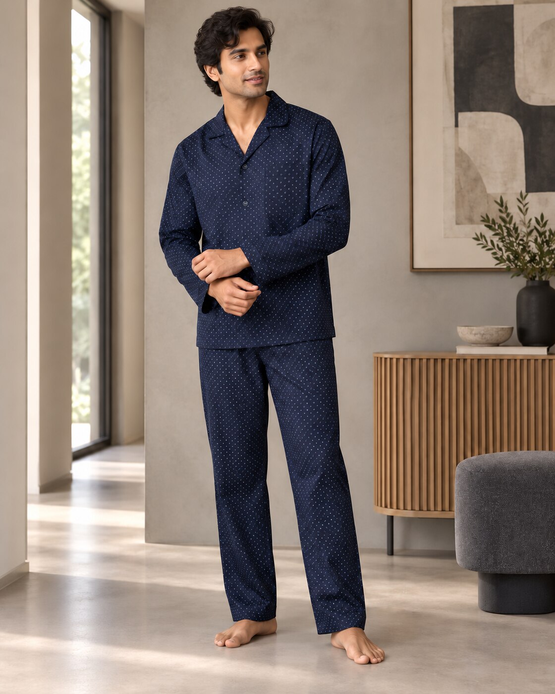 Midnight Dots Buttoned Set