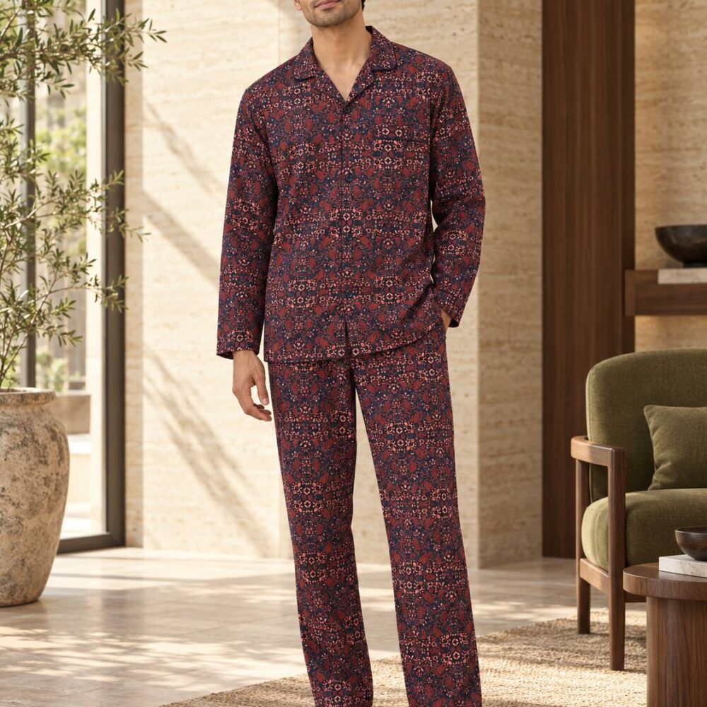 Rust Mosaic Buttoned Set