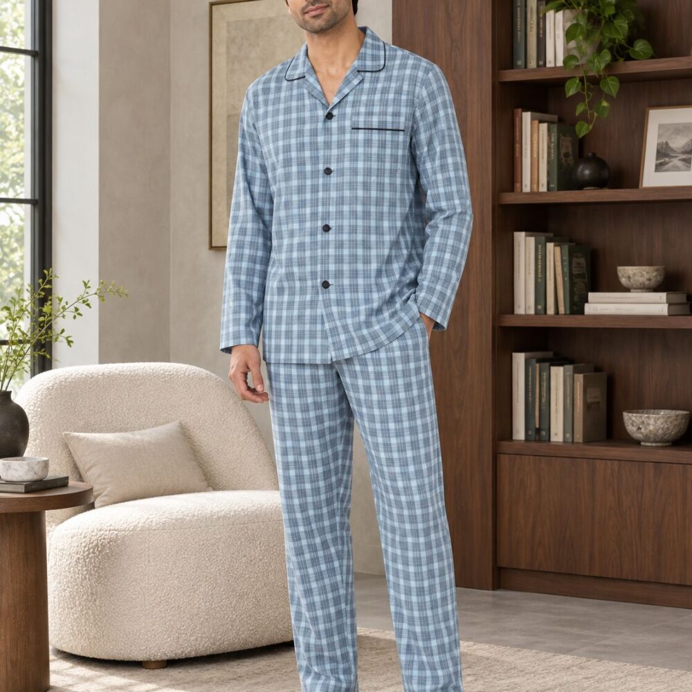Skyline Grid Buttoned Set