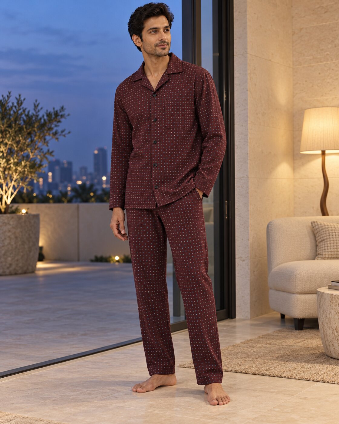 Wine Ember Buttoned Set