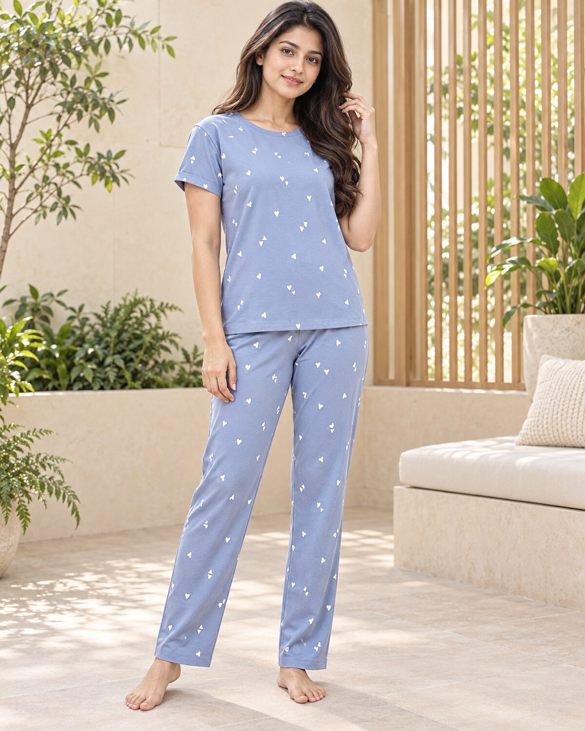 IMG_7049 Blueberry Heart Cotton Pyjama Set