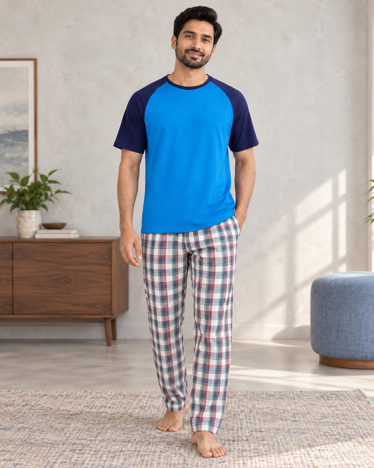 Blue Plaid Lounge Set