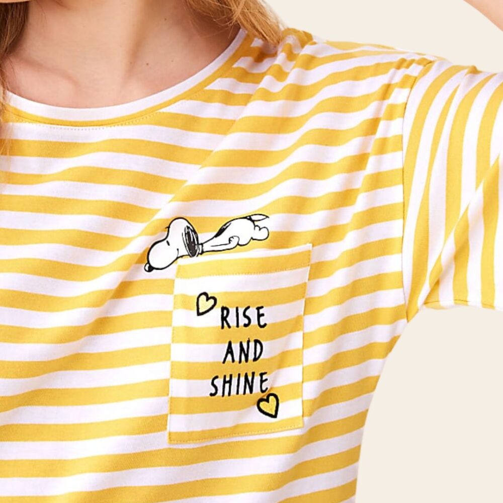 Snoopy Stripe Cotton Nightdress