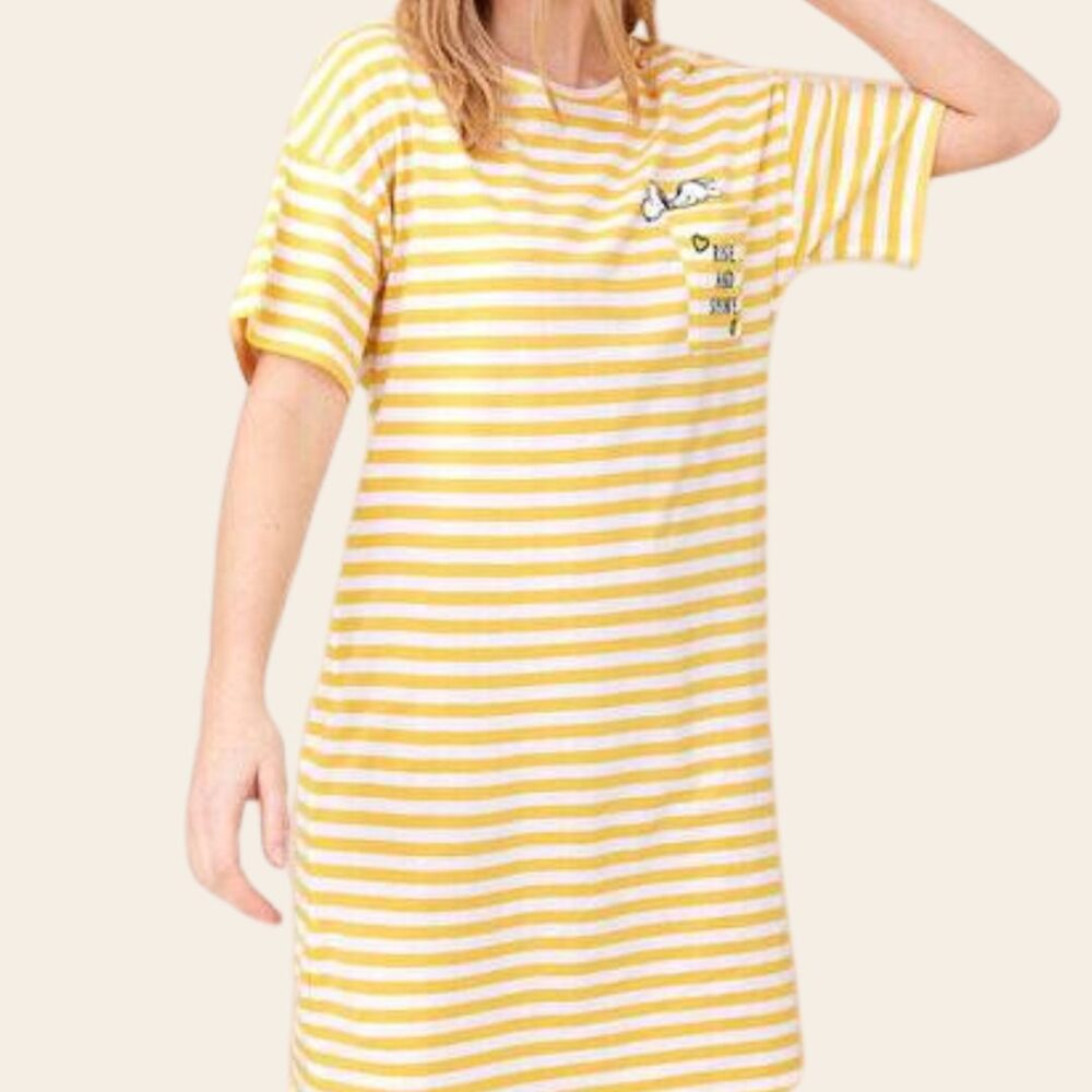 Snoopy Stripe Cotton Nightdress