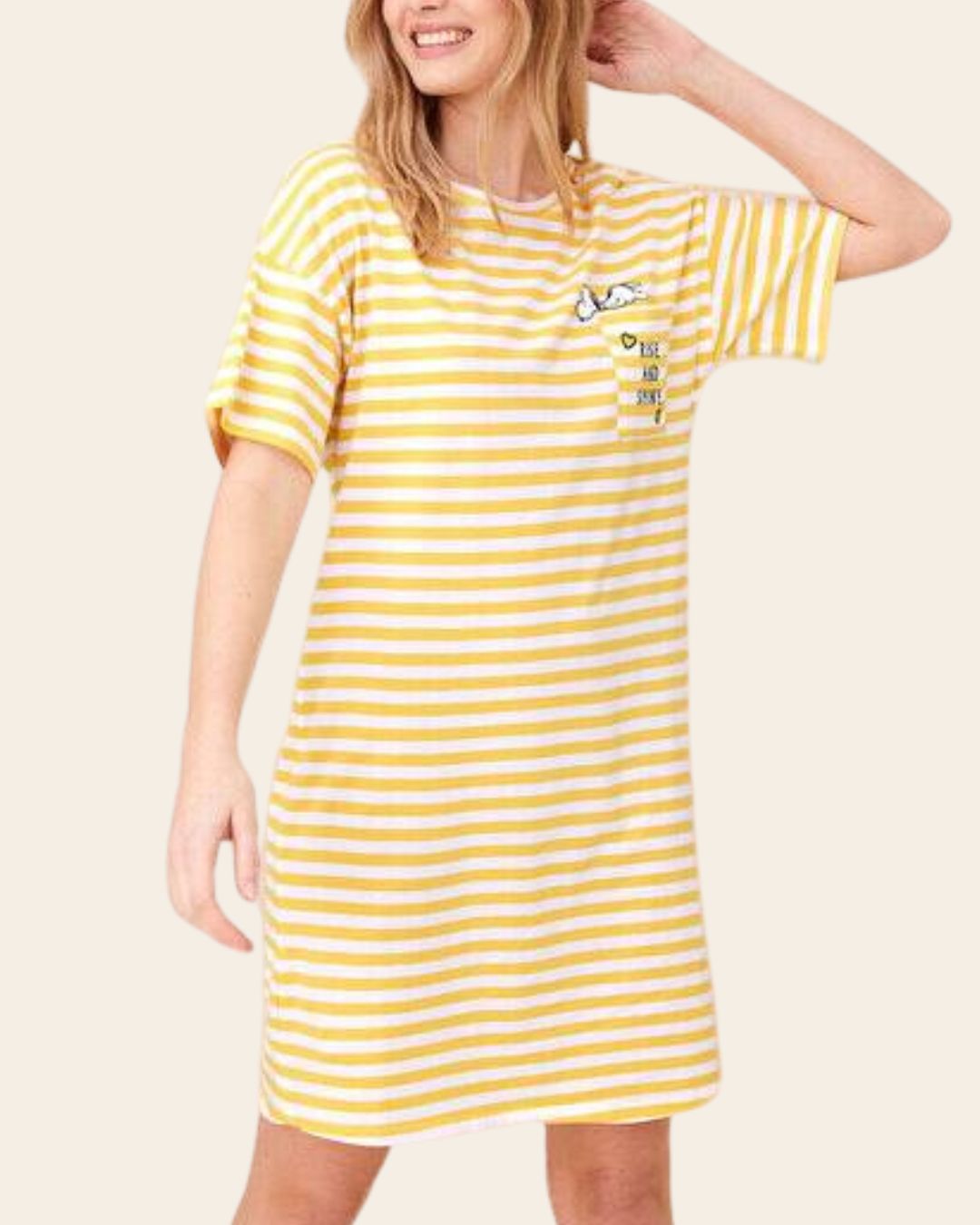 24 Snoopy Stripe Cotton Nightdress