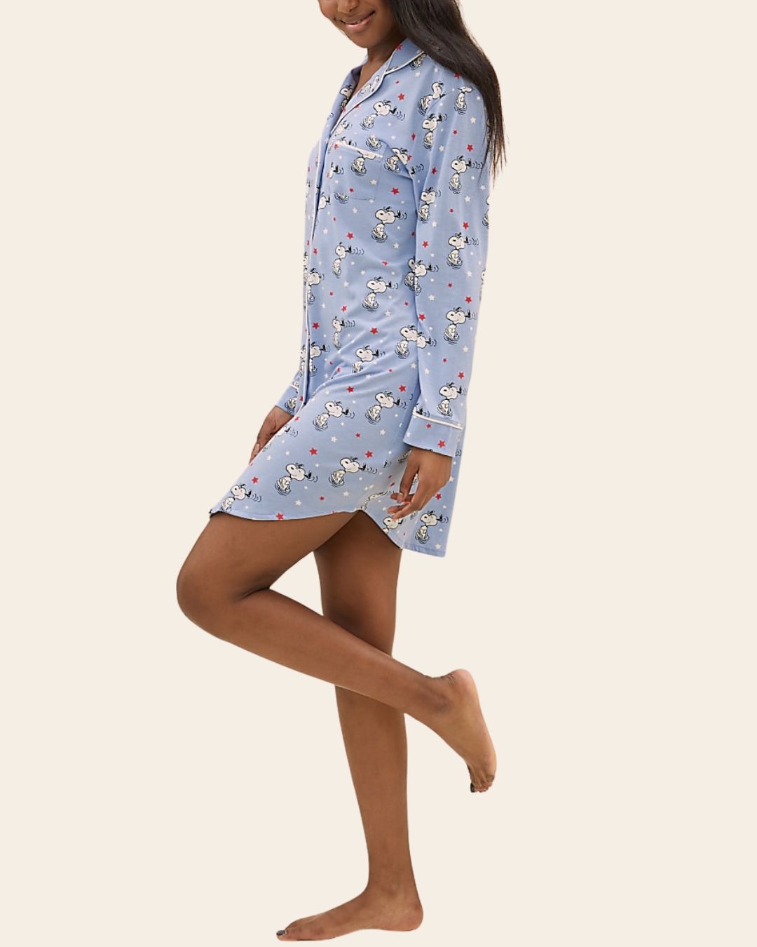 3 Sky Snoopy Cotton-Rich Night Shirt