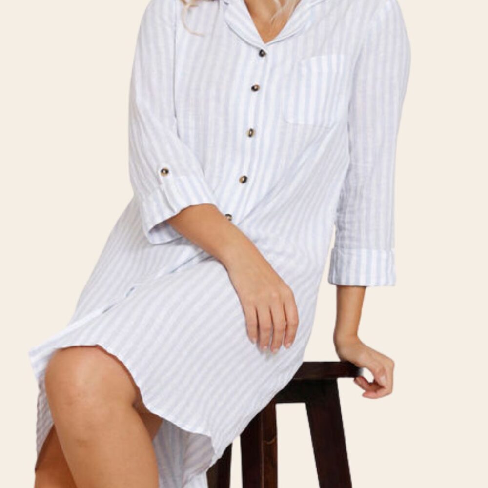 Powder Blue Linen Nightshirt