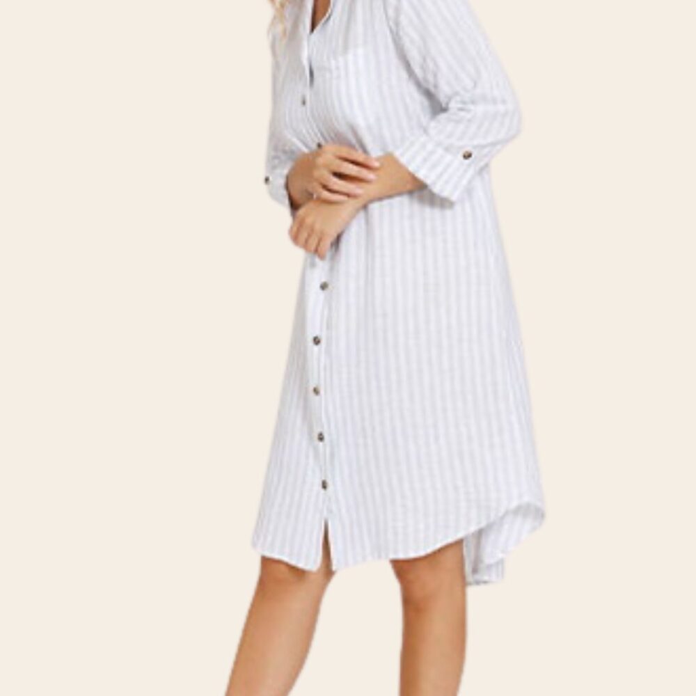 Powder Blue Linen Nightshirt