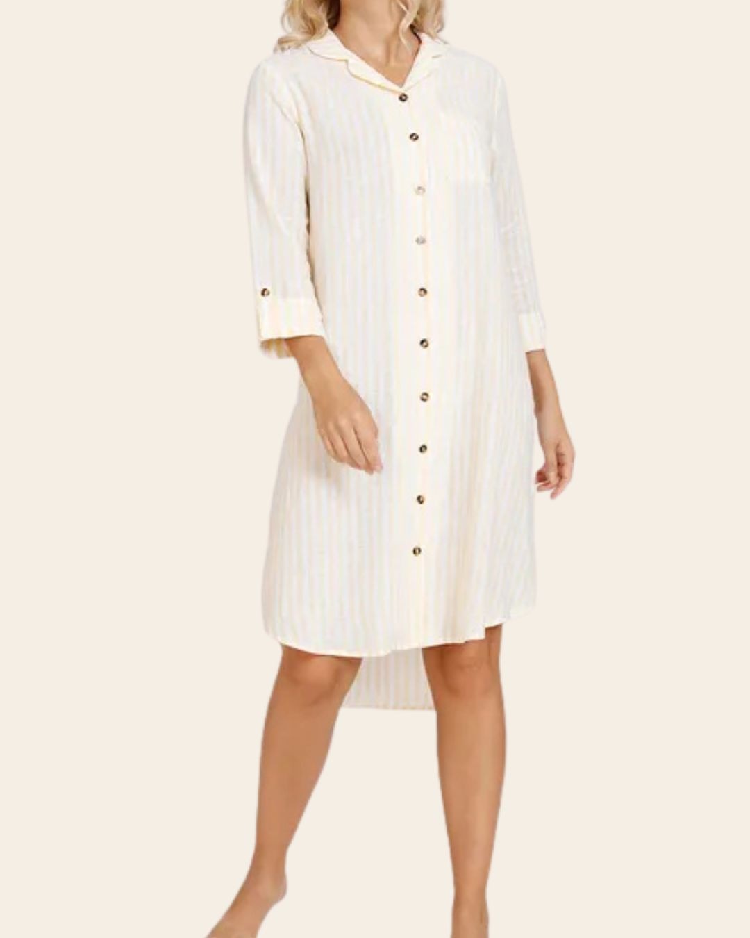 37 Soft Lemon Linen Nightshirt